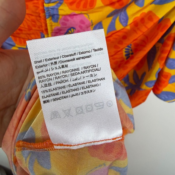 NWT Farm Rio Anthropologie Peony Floral Ruched Midi Dress Sz XS Colorful Stretch - Picture 10 of 13